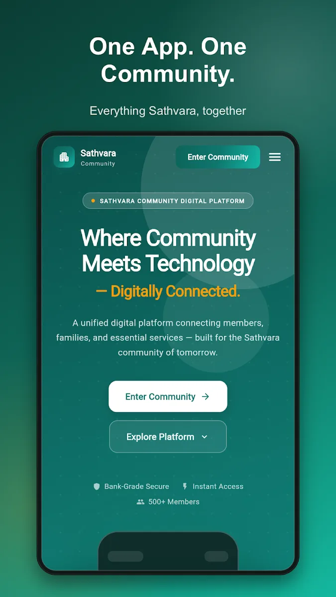 Satvara Community mobile product screenshot